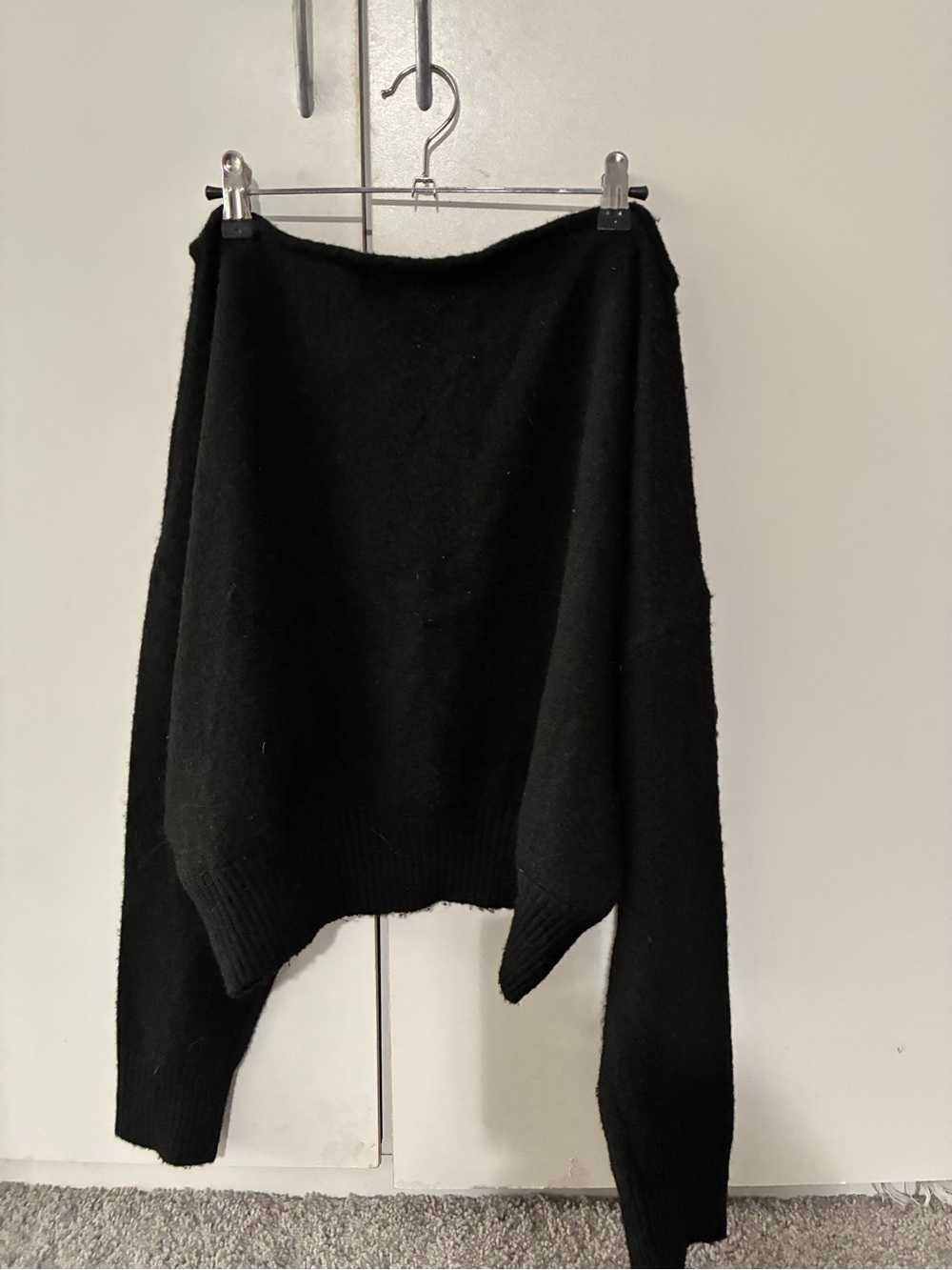 Cider Black Off-the-Shoulder Knit Sweater